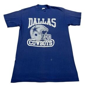 Vintage Dallas Cowboys‎ T-Shirt Mens Size Large Blue Logo 7 NFL Football